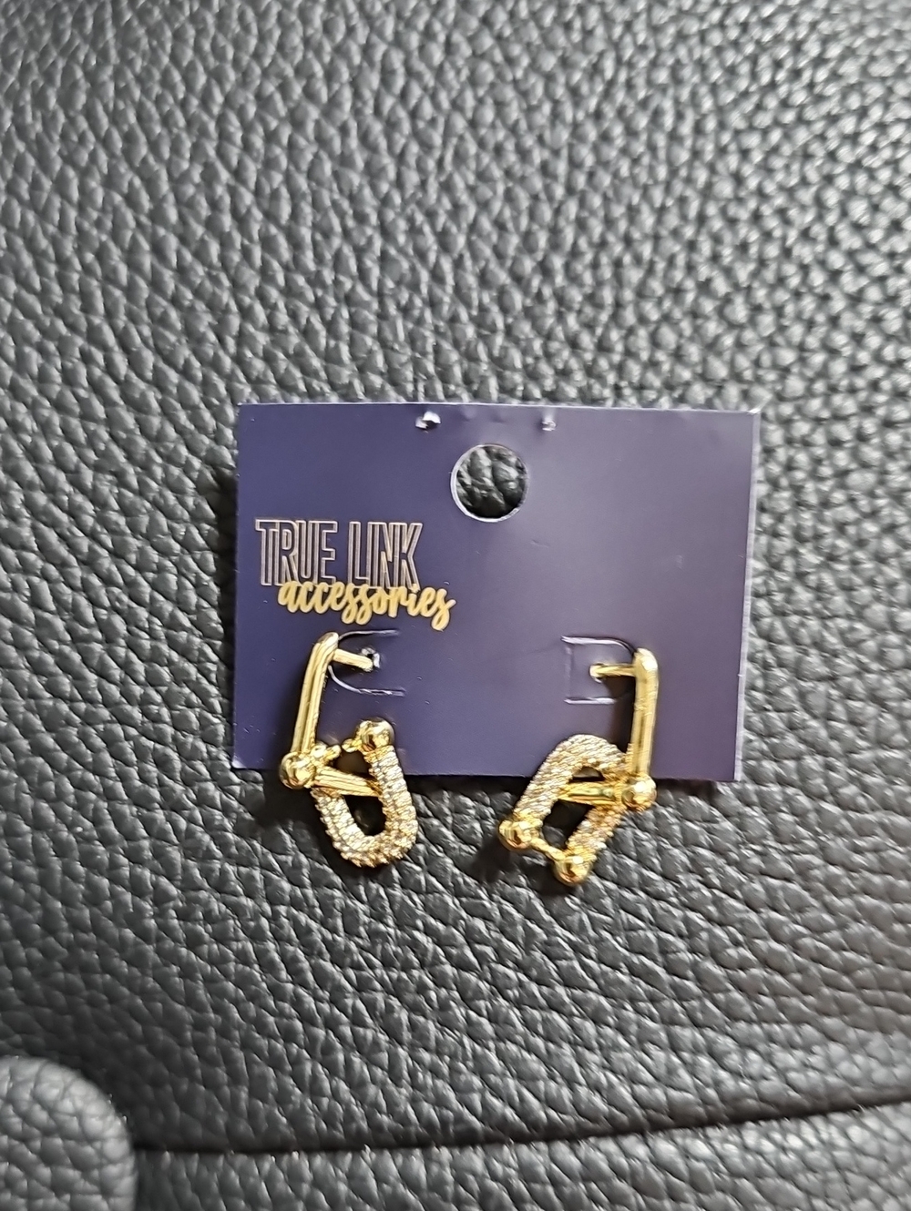 Gold Crystal Link Hoop Earrings